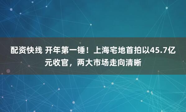 配资快线 开年第一锤！上海宅地首拍以45.7亿元收官，两大市场走向清晰